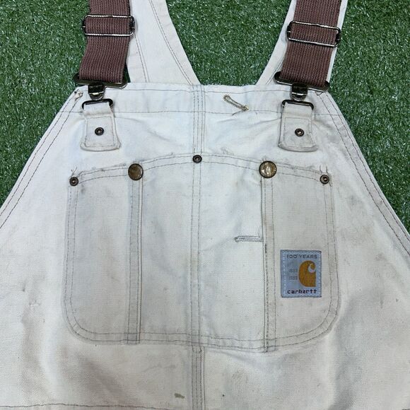 Carhartt Dungarees Adult 46x22 Overalls Double Knee Bib Duck Canvas USA Men - Picture 2 of 11